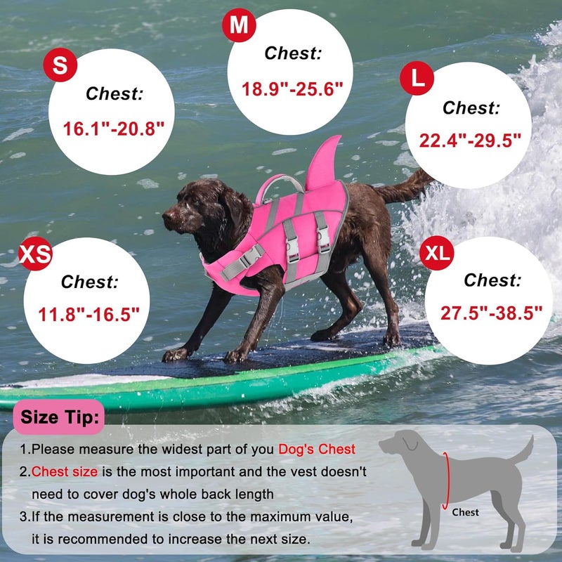 Dogcheer Shark Fin Dog Life Jacket, Adjustable Dog Harness Life Vest for Swimming Boating, Reflective Puppy Swim Vest Pet Flotation Device for Small Medium Large Dogs -Pink,S - Image 2